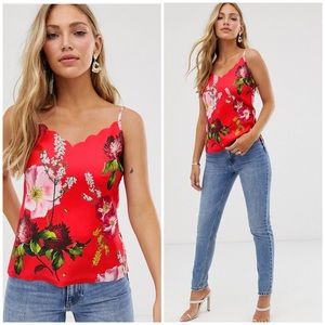 NWT Ted Baker Seliina Floral Berry Sundae Printed Top in Red